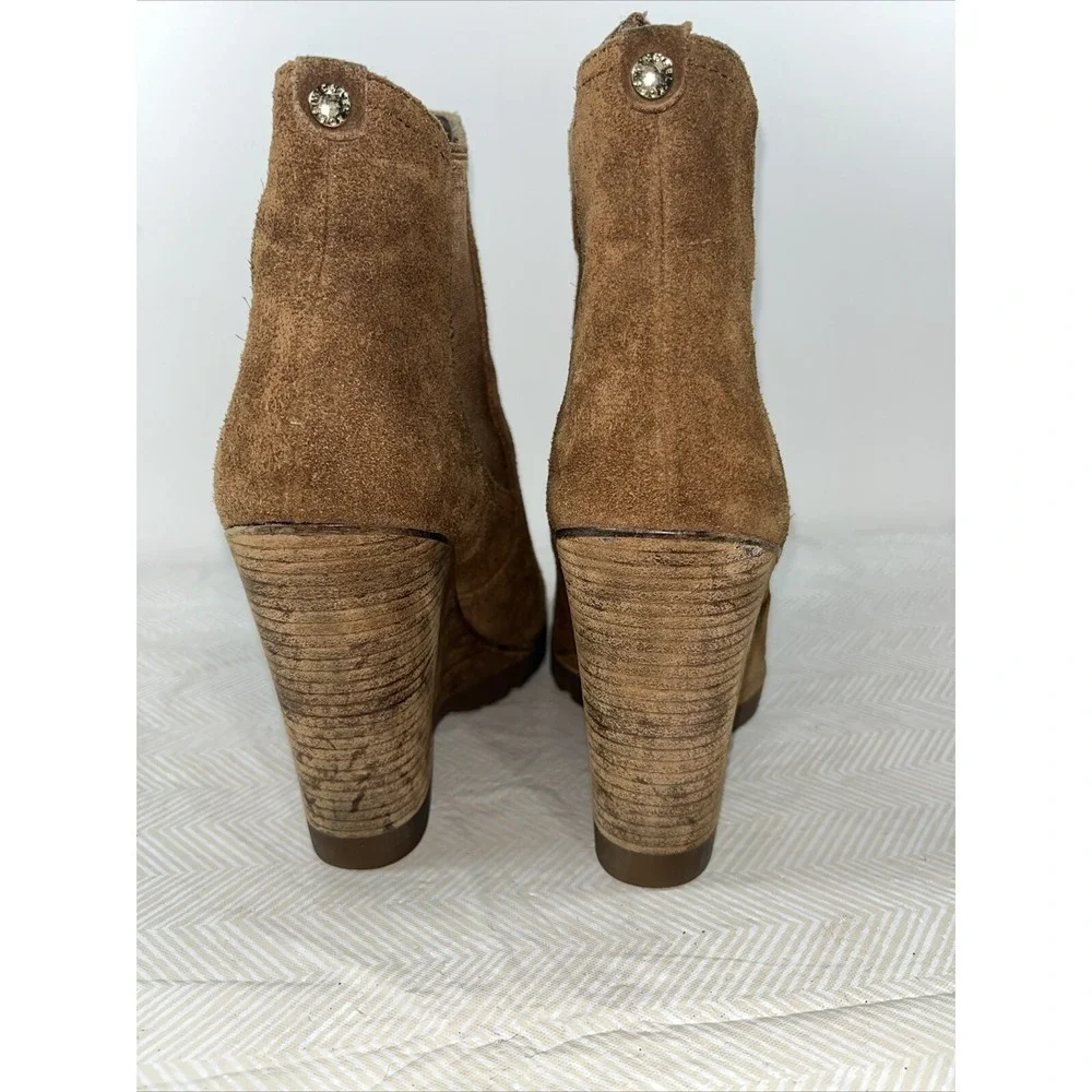 Michael Kors Womens 8.5 M The Chelsea Brown Suede Leather Casual Wedge Boot Heel